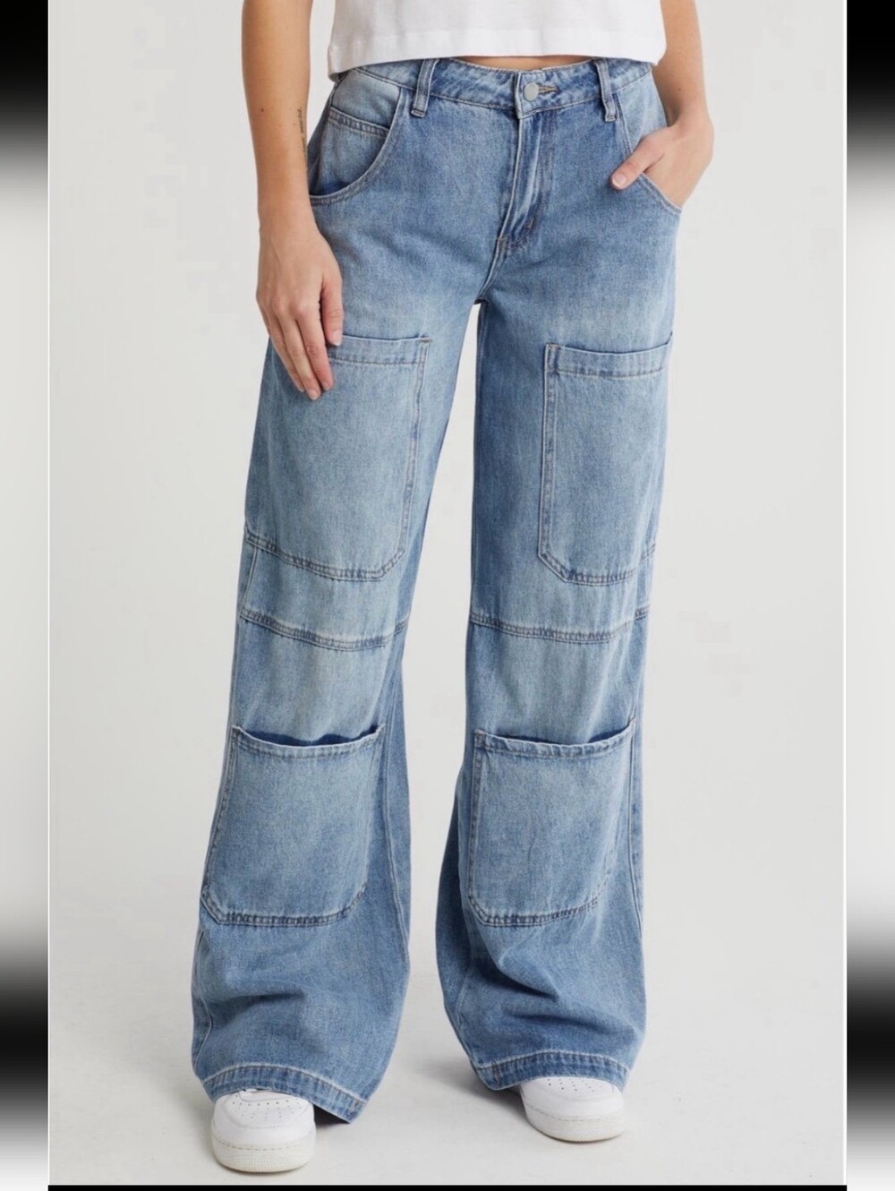 PCTL Ethical Clothing Wide Leg Cargo Style Jeans Tag Sz 26 - Waist Msrmnt 29"